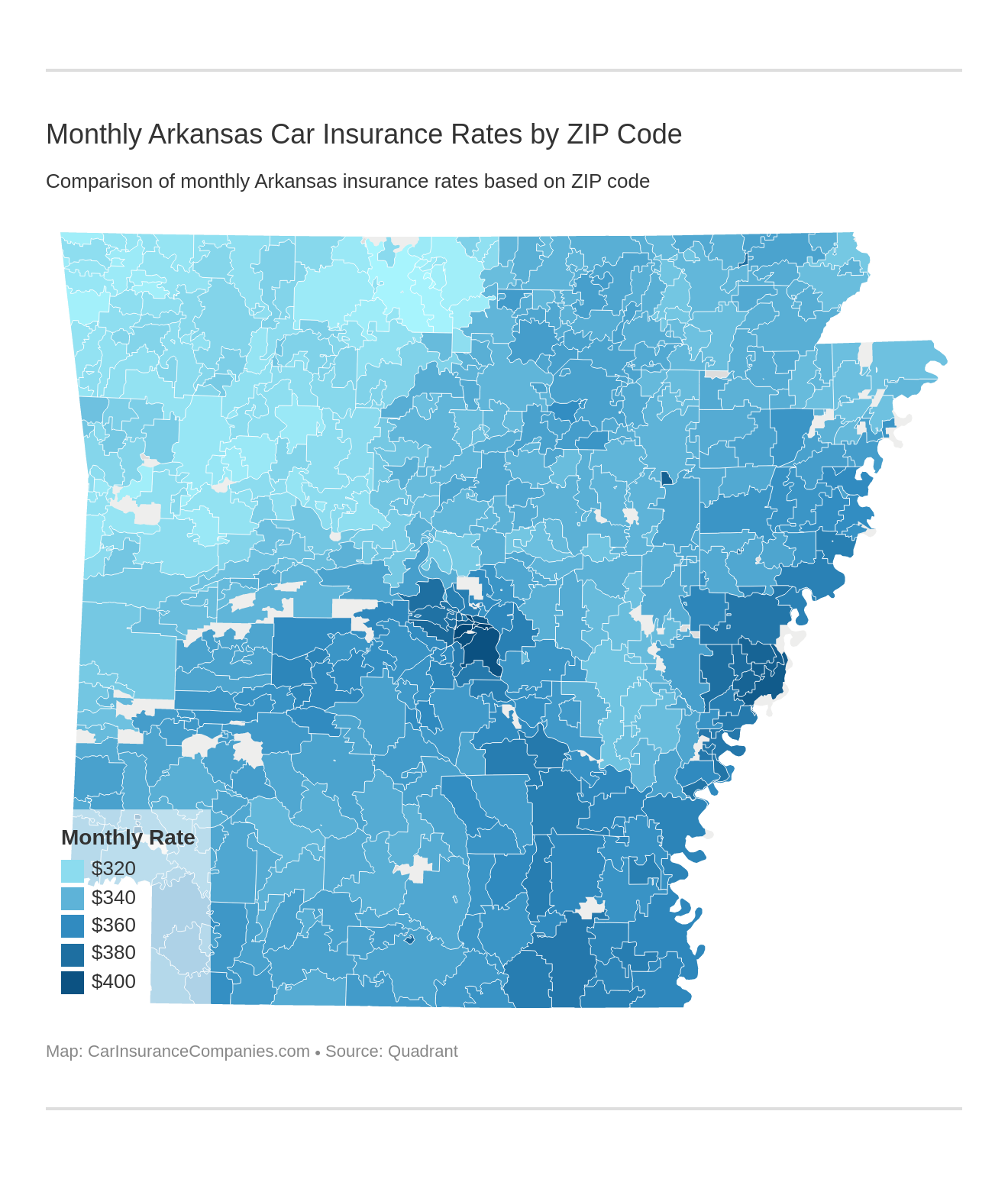 Monthly Arkansas Car Insurance Rates by ZIP Code Monthly Arkansas Car Insurance Rates by ZIP Code