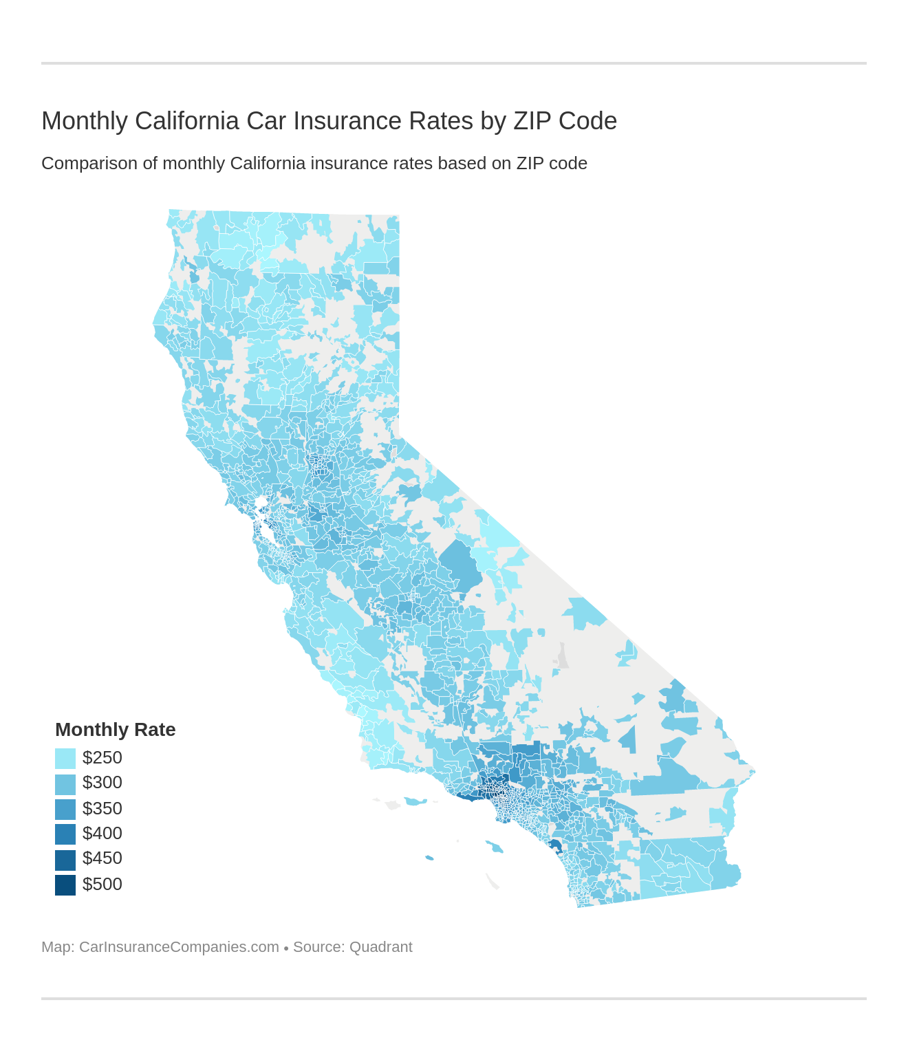Monthly California Car Insurance Rates by ZIP Code Monthly California Car Insurance Rates by ZIP Code