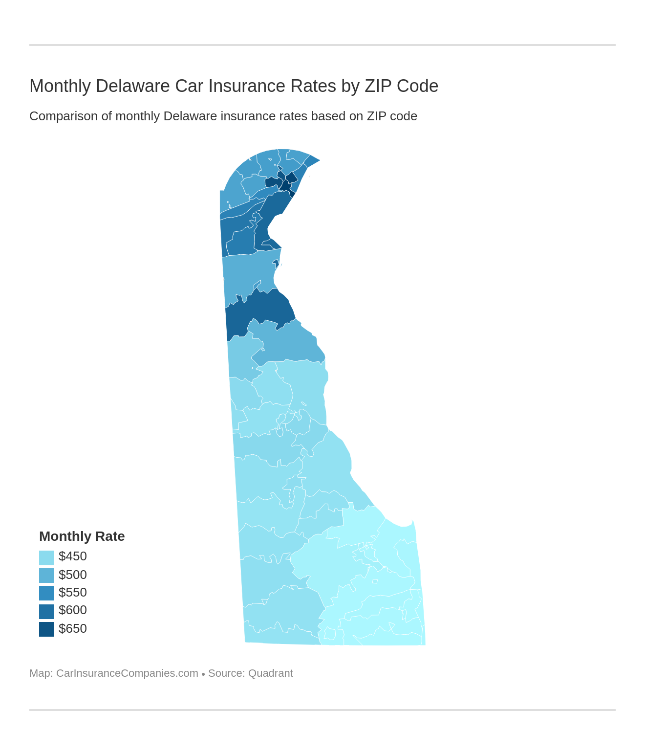 Monthly Delaware Car Insurance Rates by ZIP Code Monthly Delaware Car Insurance Rates by ZIP Code