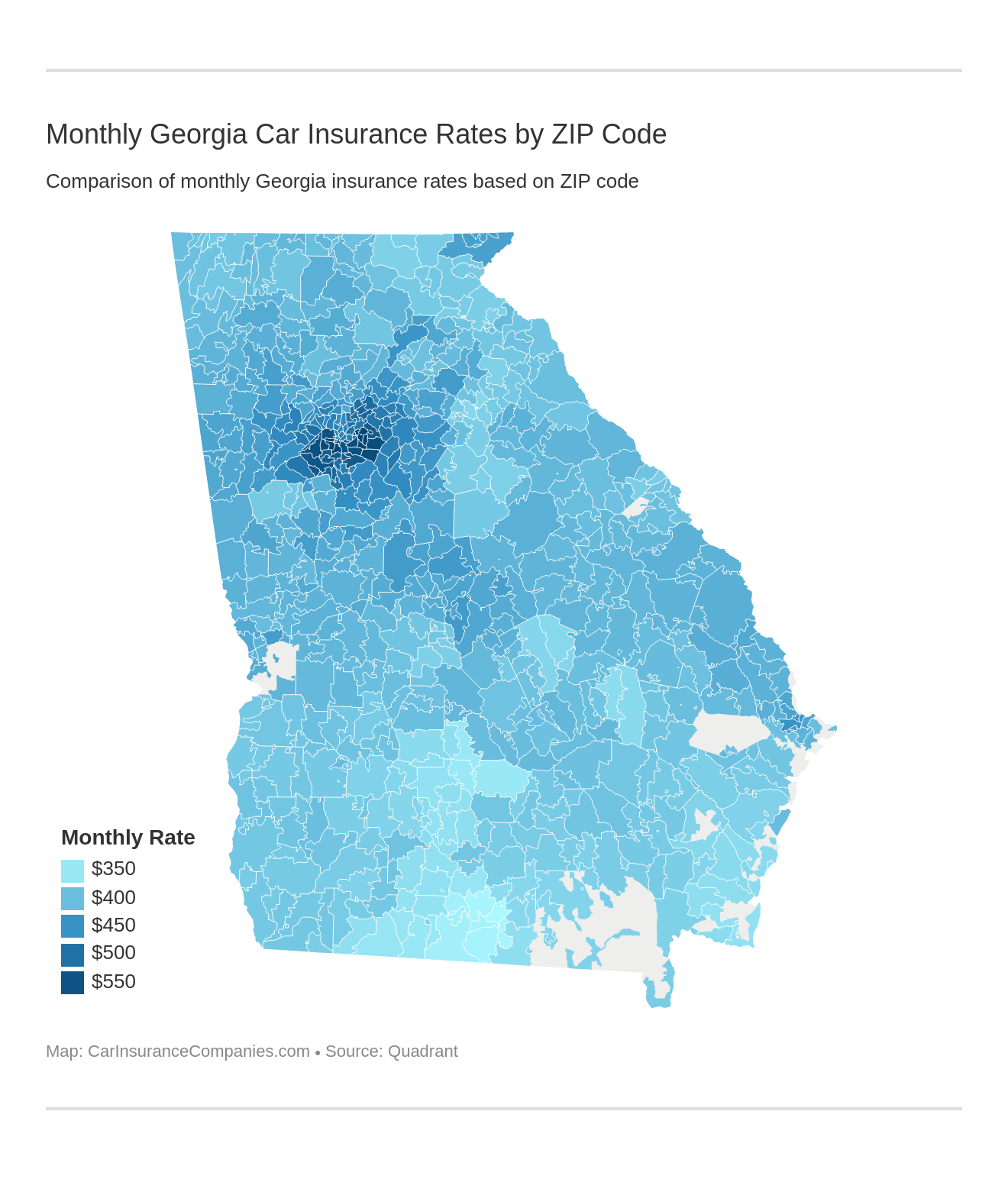 Monthly Georgia Car Insurance Rates by ZIP Code Monthly Georgia Car Insurance Rates by ZIP Code