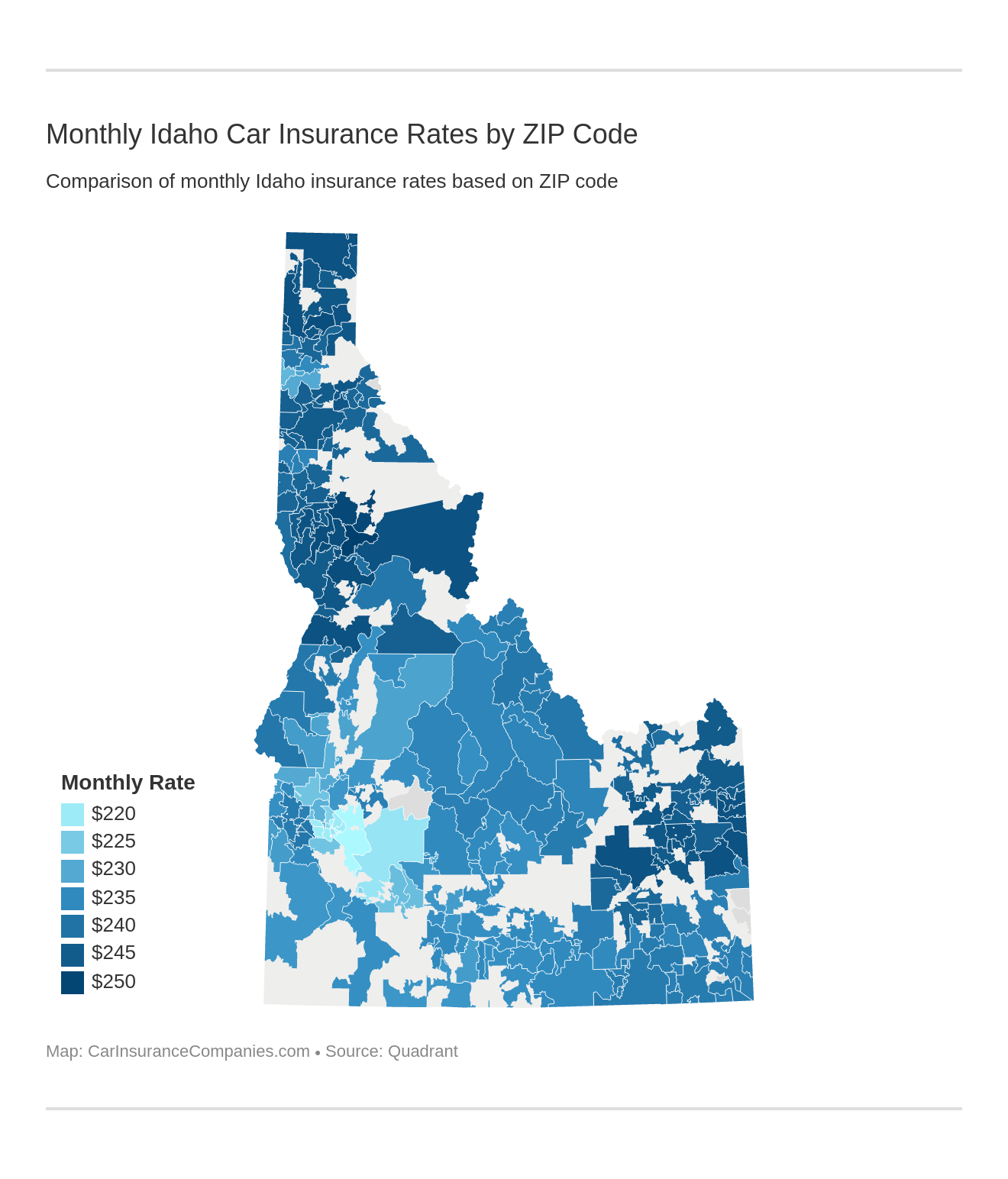 Monthly Idaho Car Insurance Rates by ZIP Code Monthly Idaho Car Insurance Rates by ZIP Code