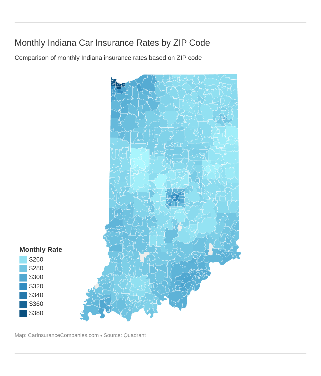 Monthly Indiana Car Insurance Rates by ZIP Code Monthly Indiana Car Insurance Rates by ZIP Code