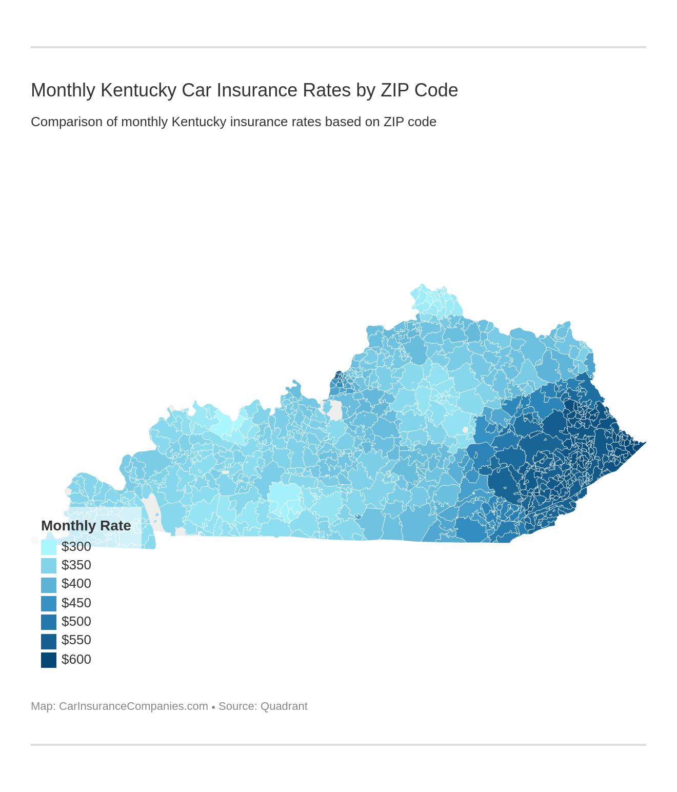 Monthly Kentucky Car Insurance Rates by ZIP Code Monthly Kentucky Car Insurance Rates by ZIP Code