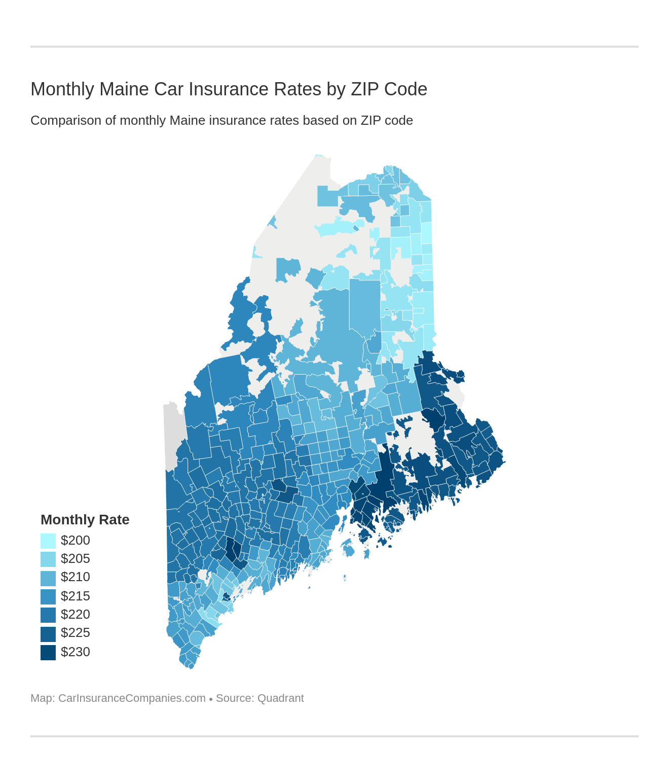 Monthly Maine Car Insurance Rates by ZIP Code Monthly Maine Car Insurance Rates by ZIP Code