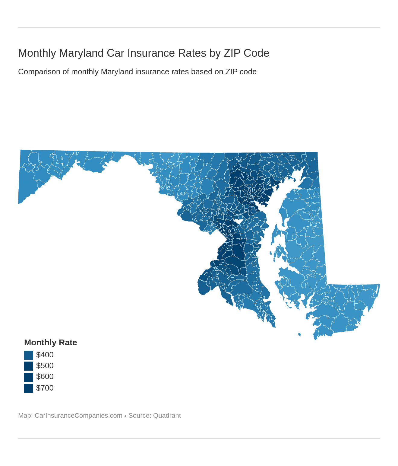 Monthly Maryland Car Insurance Rates by ZIP Code Monthly Maryland Car Insurance Rates by ZIP Code