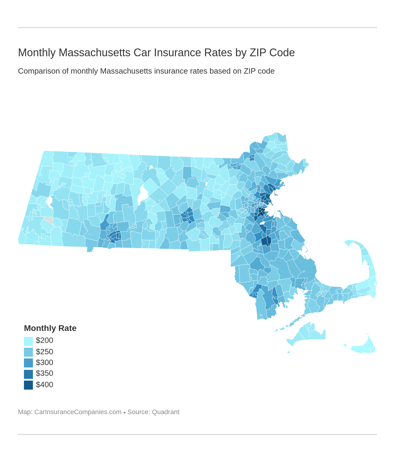 Monthly Massachusetts Car Insurance Rates by ZIP Code Monthly Massachusetts Car Insurance Rates by ZIP Code