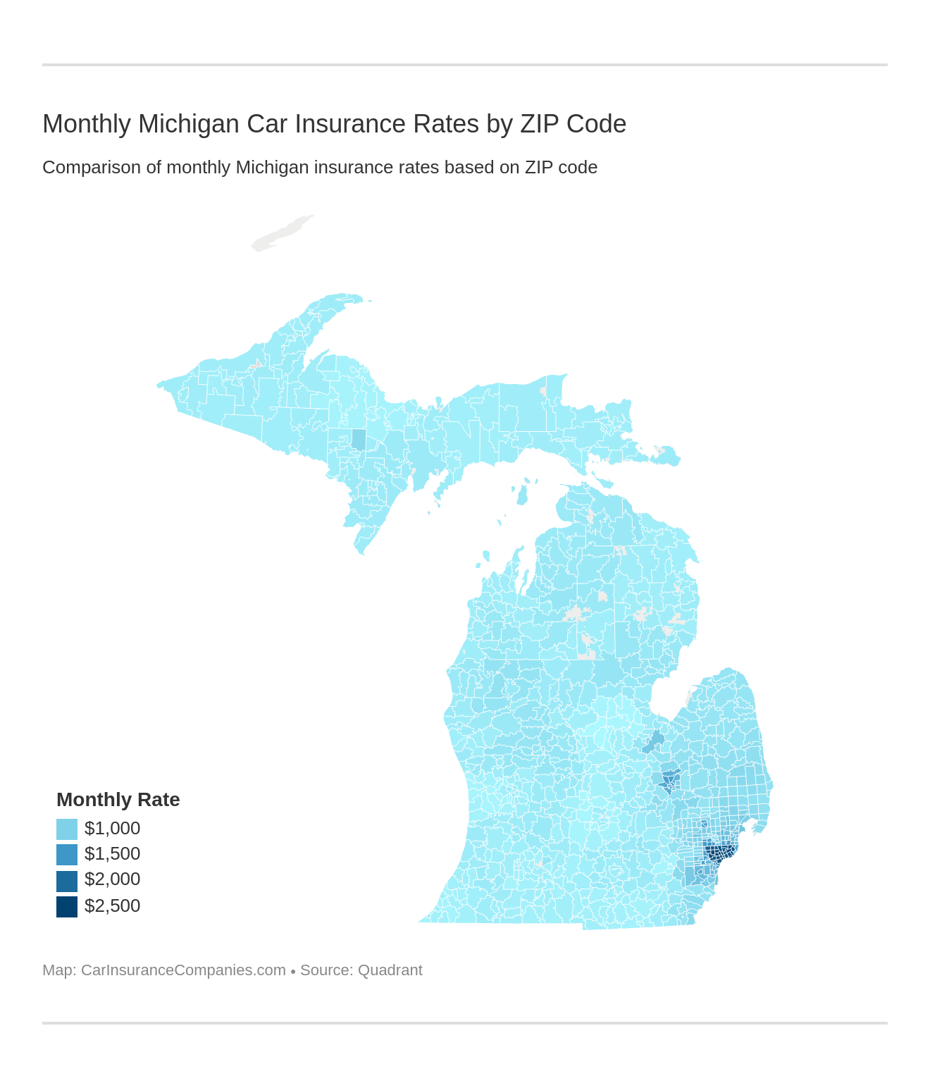 Monthly Michigan Car Insurance Rates by ZIP Code Monthly Michigan Car Insurance Rates by ZIP Code