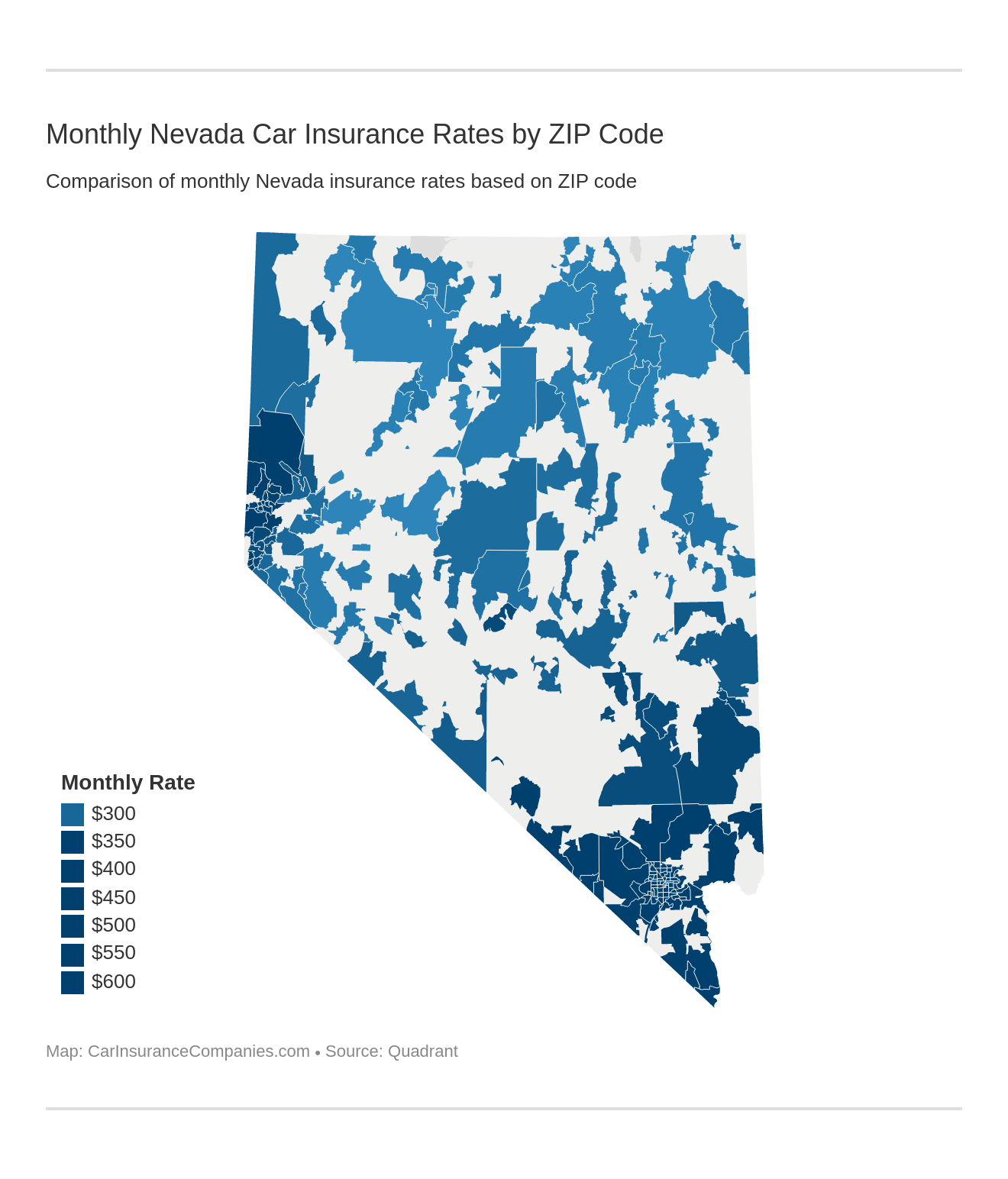 Monthly Nevada Car Insurance Rates by ZIP Code Monthly Nevada Car Insurance Rates by ZIP Code