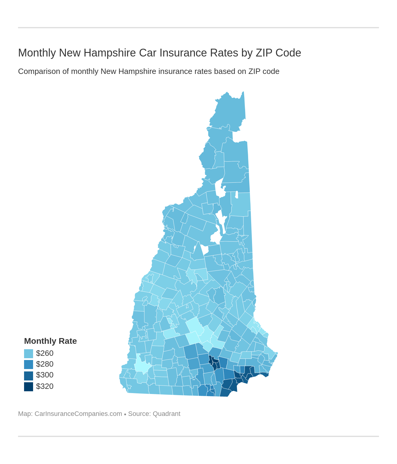 Monthly New Hampshire Car Insurance Rates by ZIP Code Monthly New Hampshire Car Insurance Rates by ZIP Code