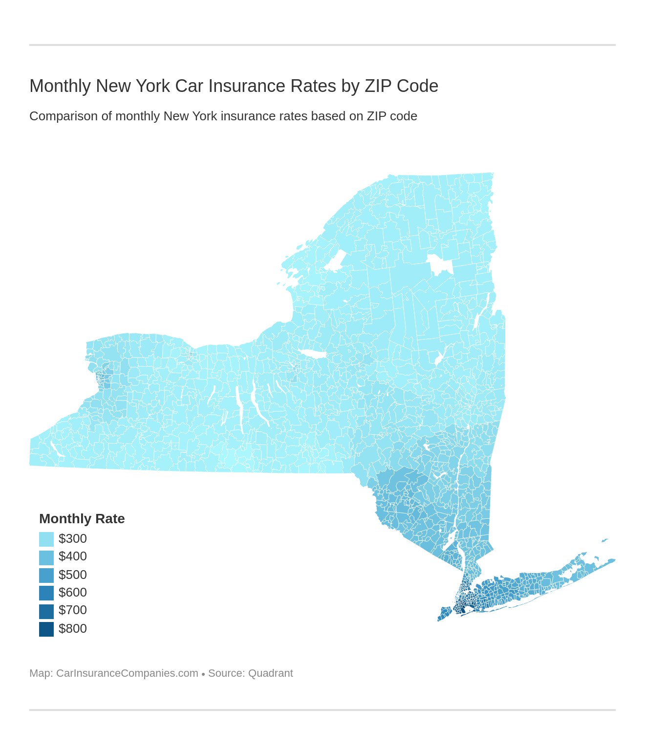 Monthly New York Car Insurance Rates by ZIP Code Monthly New York Car Insurance Rates by ZIP Code