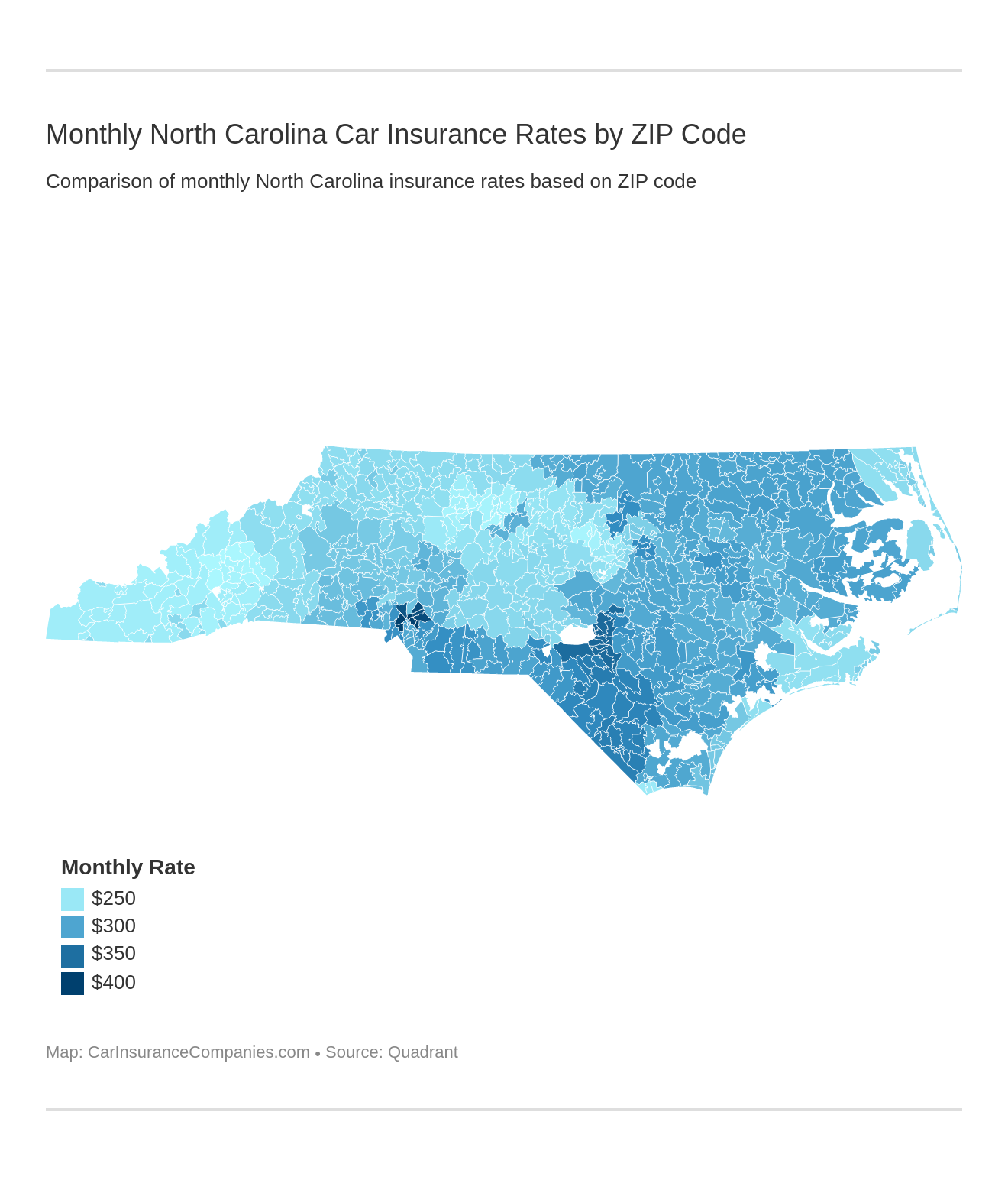 Monthly North Carolina Car Insurance Rates by ZIP Code Monthly North Carolina Car Insurance Rates by ZIP Code