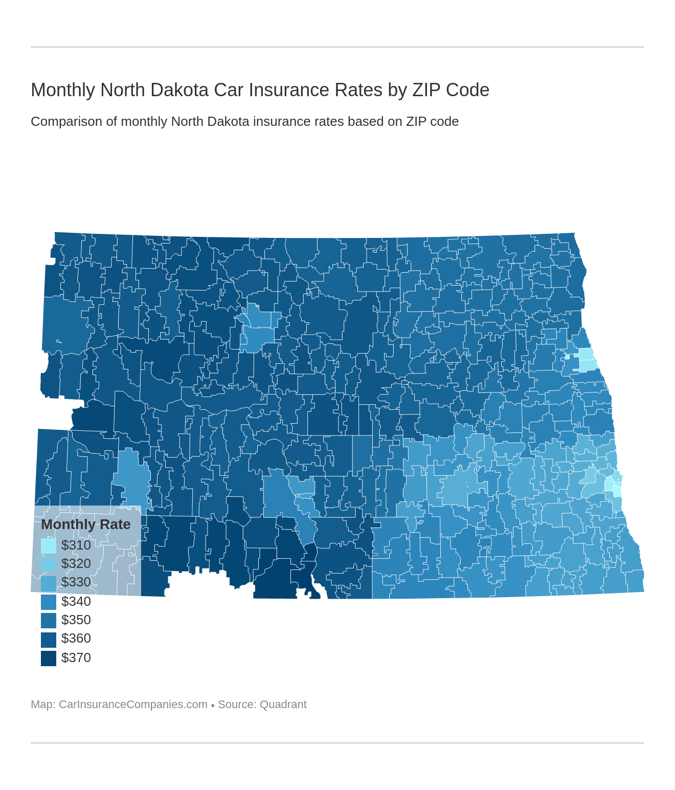 Monthly North Dakota Car Insurance Rates by ZIP Code Monthly North Dakota Car Insurance Rates by ZIP Code