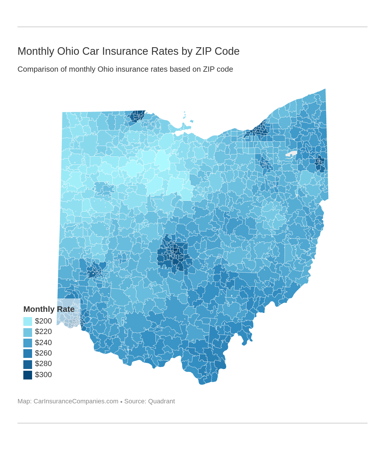 Monthly Ohio Car Insurance Rates by ZIP Code Monthly Ohio Car Insurance Rates by ZIP Code