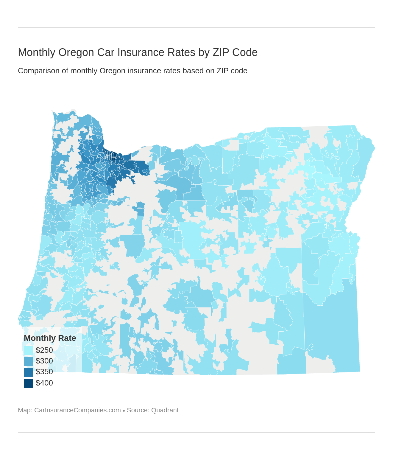 Monthly Oregon Car Insurance Rates by ZIP Code Monthly Oregon Car Insurance Rates by ZIP Code