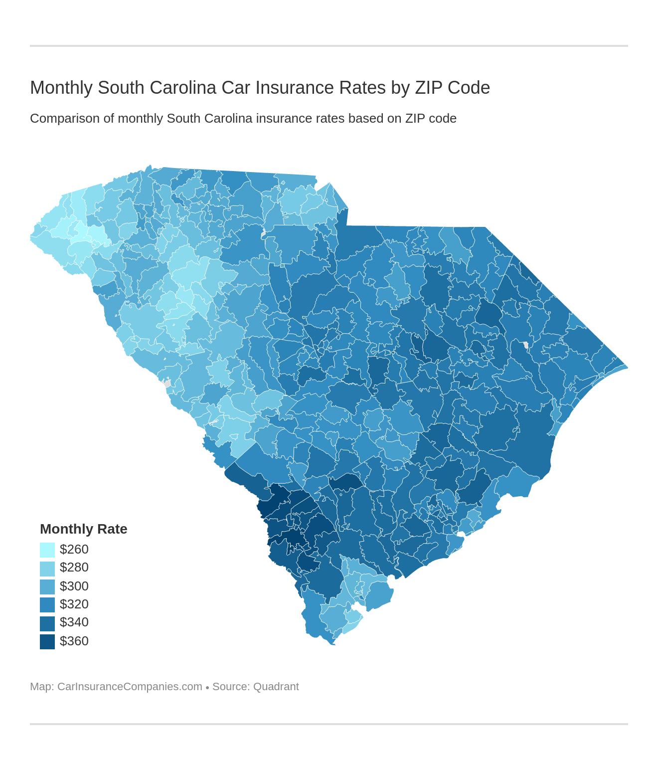 Monthly South Carolina Car Insurance Rates by ZIP Code Monthly South Carolina Car Insurance Rates by ZIP Code