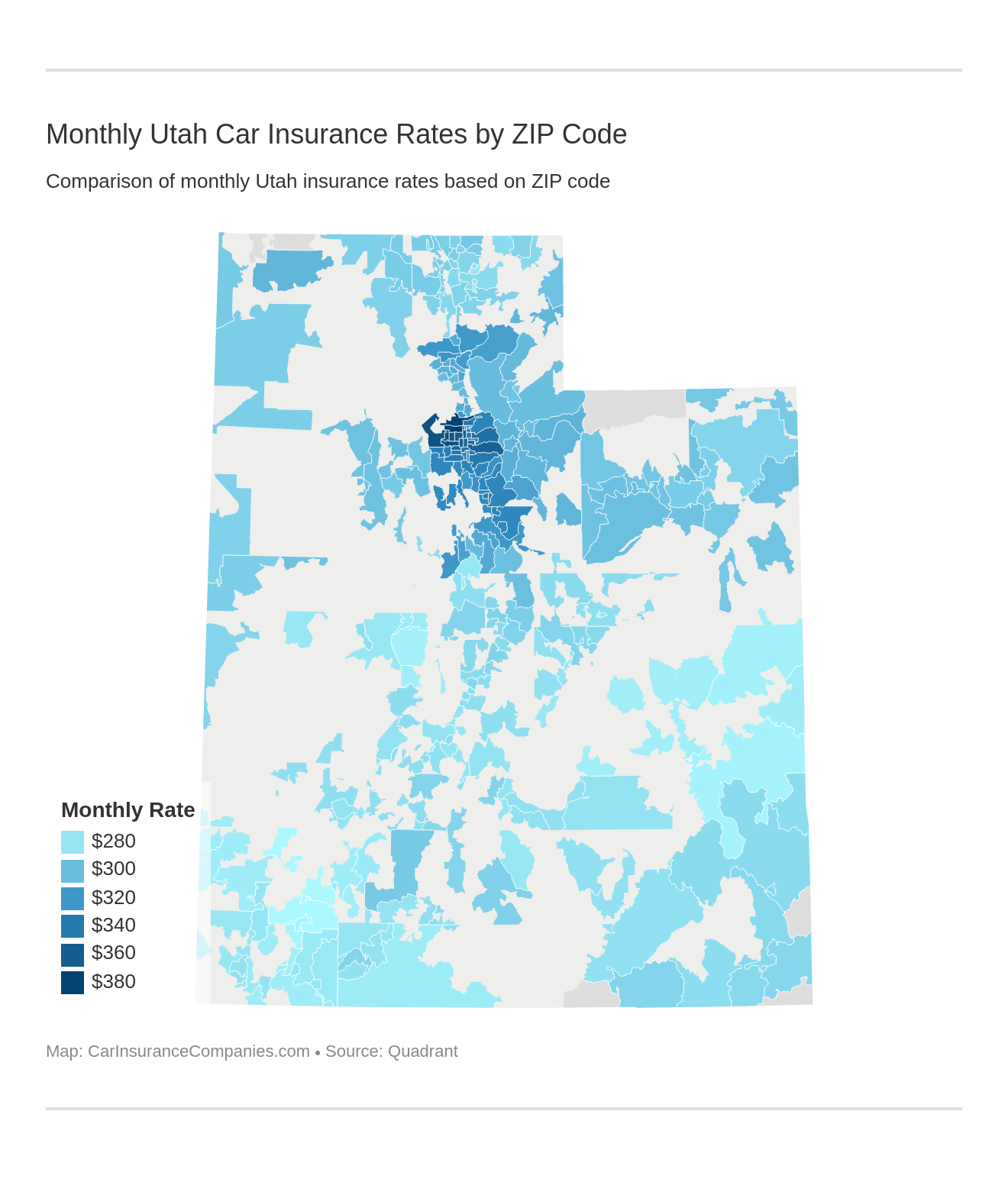 Monthly Utah Car Insurance Rates by ZIP Code Monthly Utah Car Insurance Rates by ZIP Code