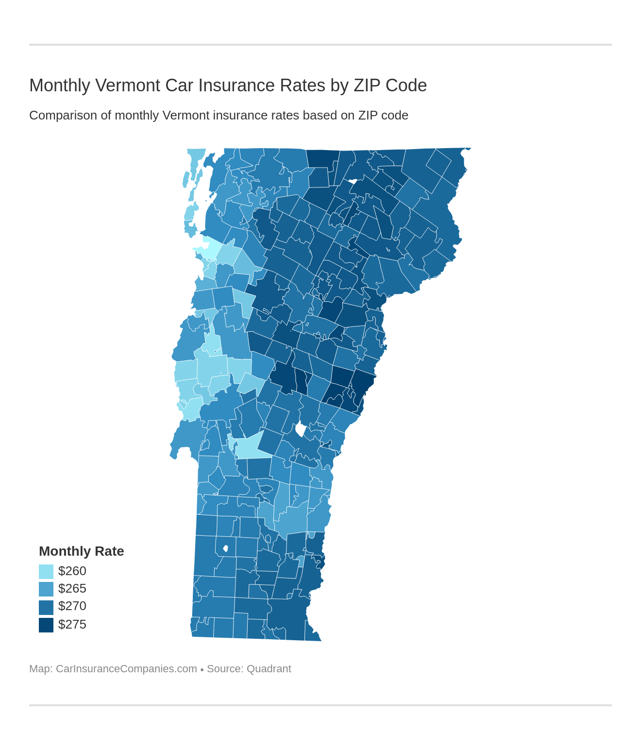 Monthly Vermont Car Insurance Rates by ZIP Code Monthly Vermont Car Insurance Rates by ZIP Code
