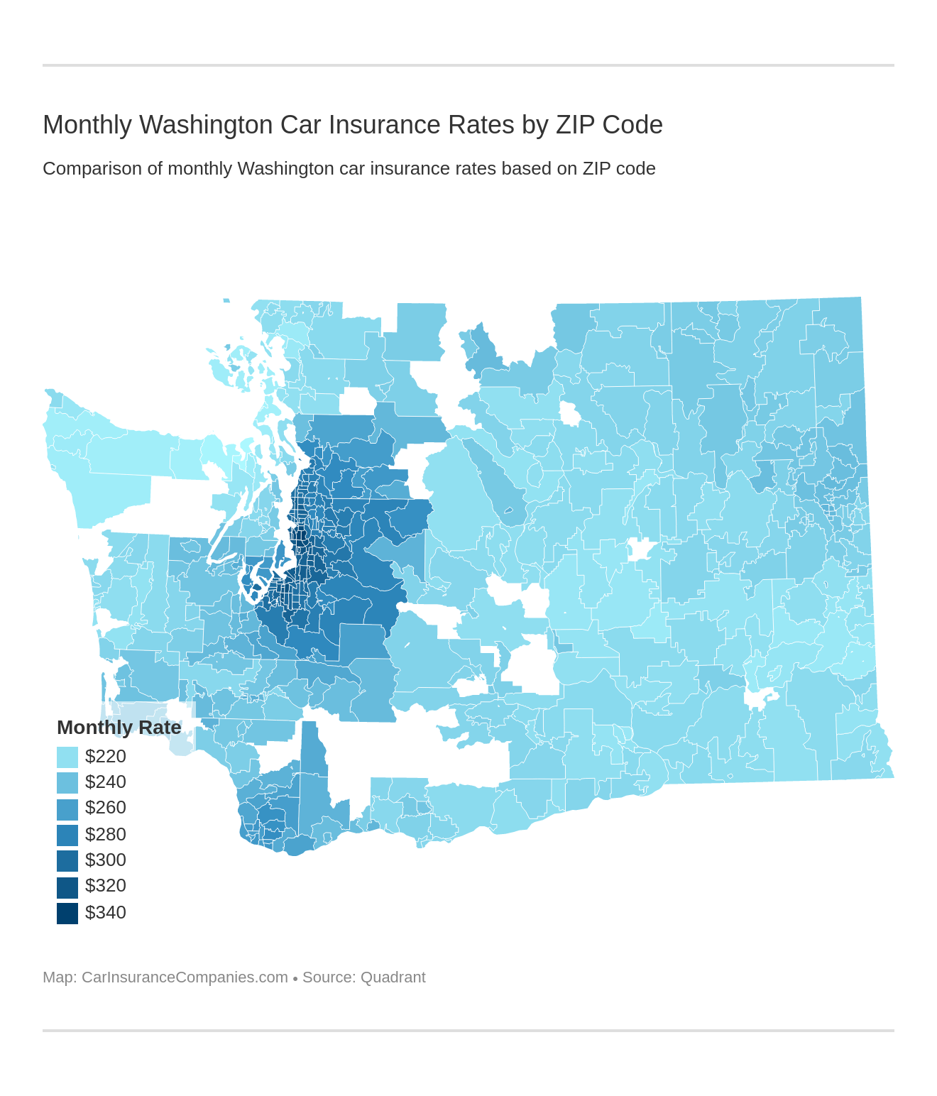 Monthly Washington Car Insurance Rates by ZIP Code Monthly Washington Car Insurance Rates by ZIP Code