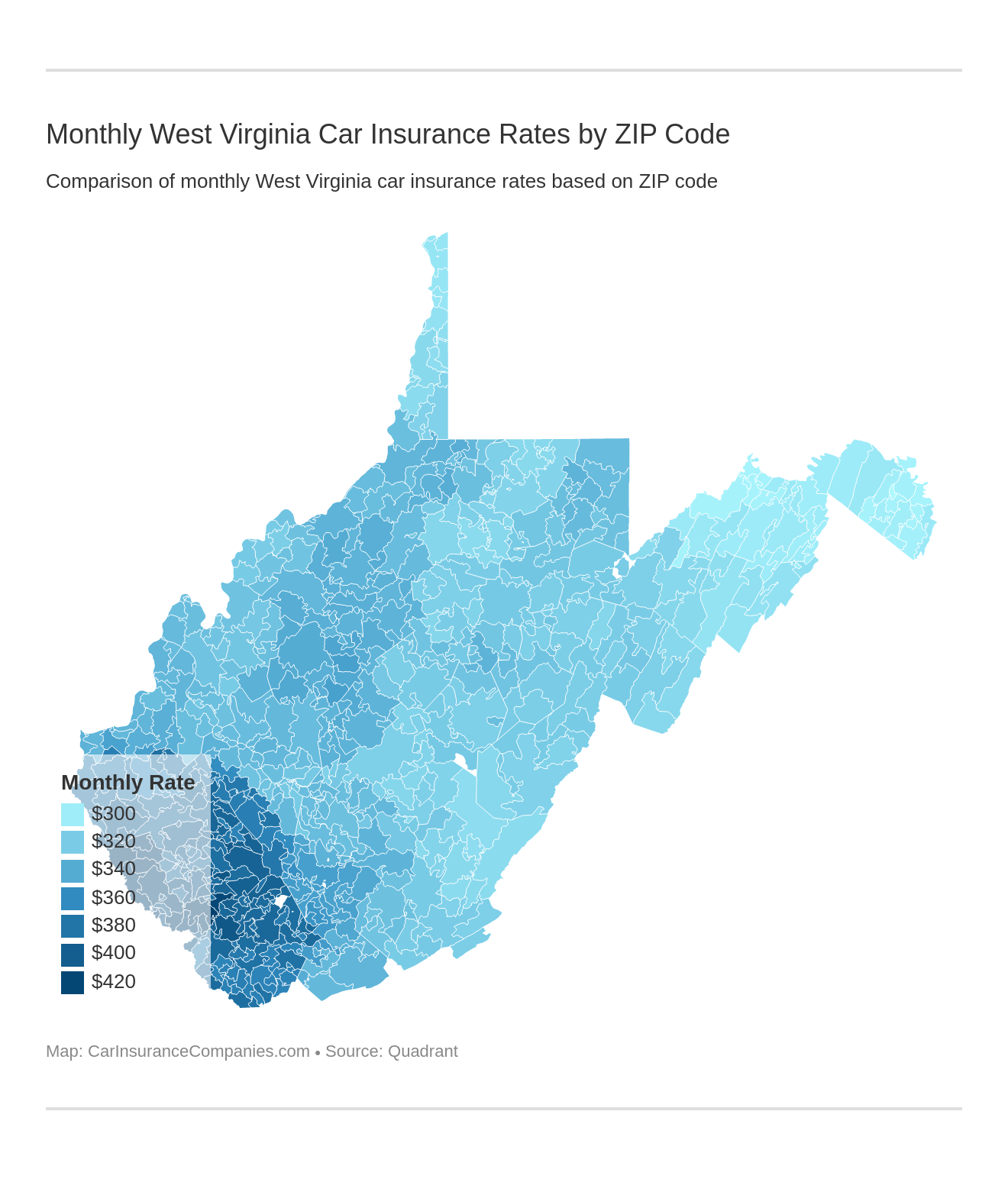 Monthly West Virginia Car Insurance Rates by ZIP Code Monthly West Virginia Car Insurance Rates by ZIP Code